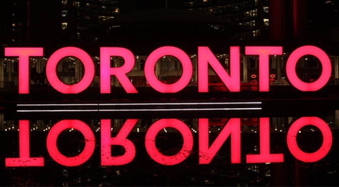 toronto sign in front of city hall